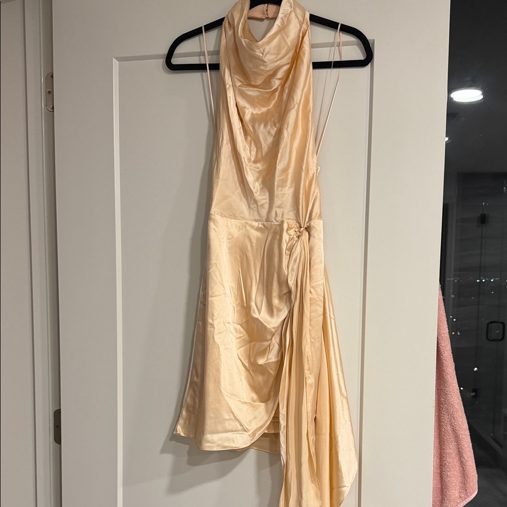 Chic Asymmetrical Cream Dress